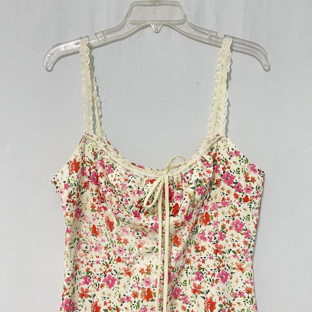 NEW Commence Midi Dress Size L Pink Floral Babydoll Milkmaid Garden Fairy Boho - Picture 3 of 13
